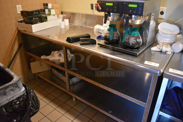 Stainless Steel Commercial Table w/ Under Shelves. Does Not Come w/ Contents. BUYER MUST REMOVE. 80x31x43. (employee breakroom) - Image 4 of 4