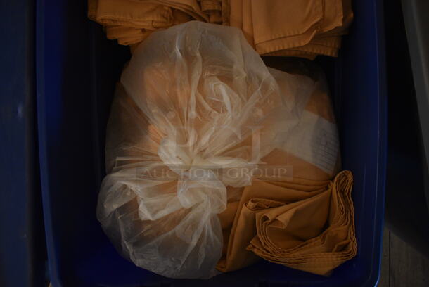 ALL ONE MONEY! Lot of Blue Poly Bin of Tablecloths! Includes 54x54. (main dining room) - Image 3 of 6