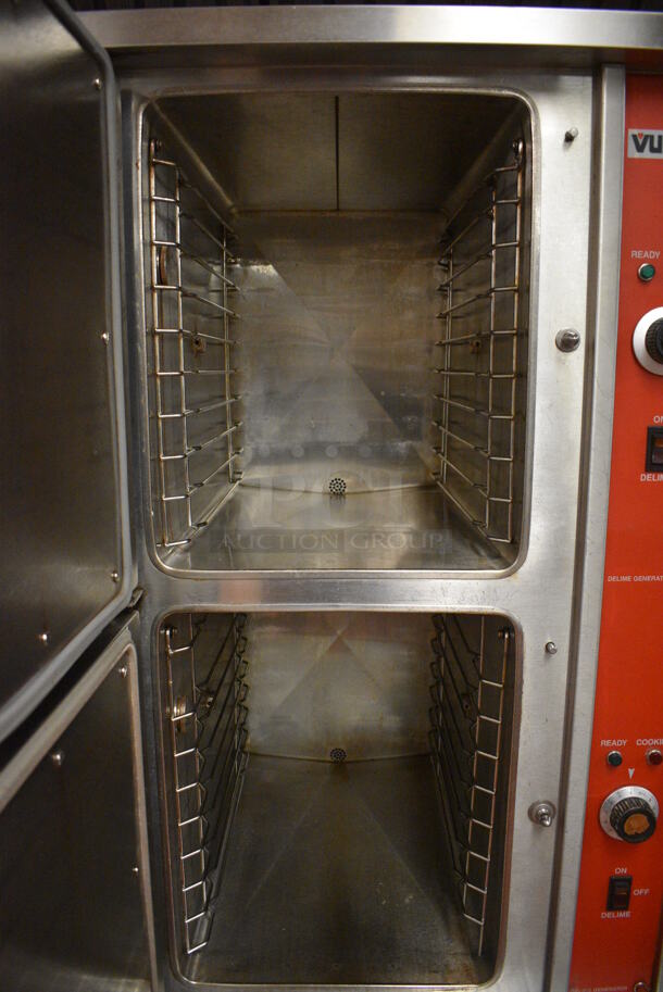 Vulcan Stainless Steel Commercial Floor Style Electric Powered Double Deck Steam Cabinet. 208-240 Volts, 3 Phase. 24x28x69.5. Unit Was In Working Condition When Restaurant Closed. (kitchen) - Image 5 of 8