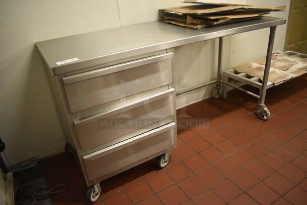 Stainless Steel Table w/ 3 Drawers on Commercial Casters. 68x27x36. (bakery kitchen) - Image 2 of 5