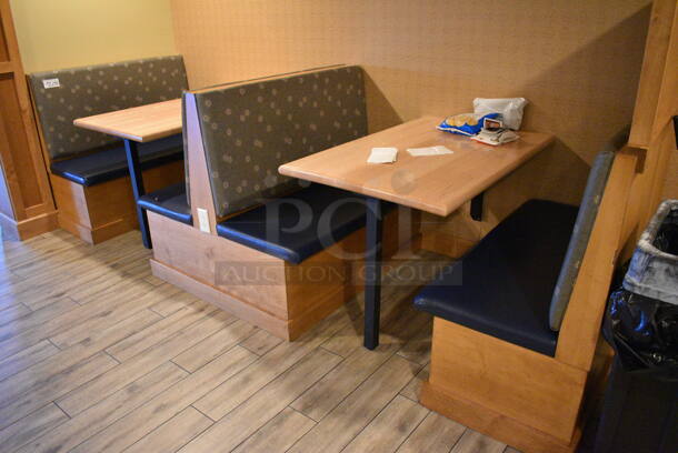 ALL ONE MONEY! Lot of Two Single Sided Booths, Double Sided Booth. Does Not Include Tables. BUYER MUST REMOVE. 48x24x42, 48x59x42. (employee breakroom) - Image 1 of 5