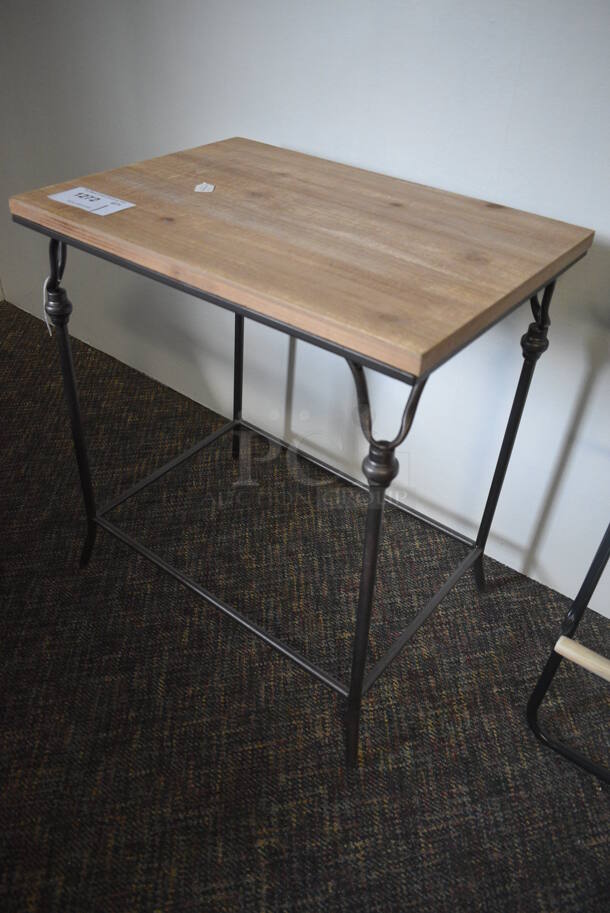 Wooden Table on Metal Legs. 22x16x24. (garden center) - Image 2 of 4