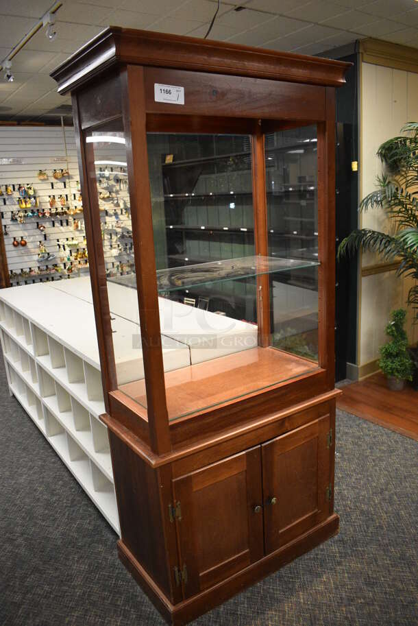 Wooden Cabinet w/ Glass Shelf and 2 Doors. 36x19x80. (garden center) - Image 2 of 5