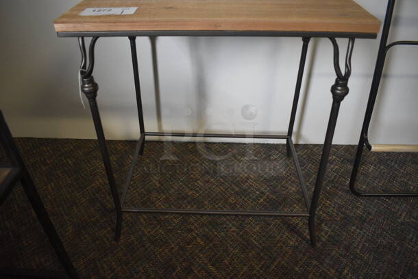 Wooden Table on Metal Legs. 22x16x24. (garden center) - Image 4 of 4