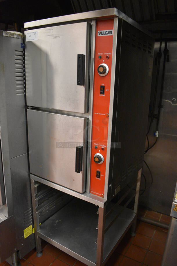 Vulcan Stainless Steel Commercial Floor Style Electric Powered Double Deck Steam Cabinet. 208-240 Volts, 3 Phase. 24x28x69.5. Unit Was In Working Condition When Restaurant Closed. (kitchen) - Image 8 of 8