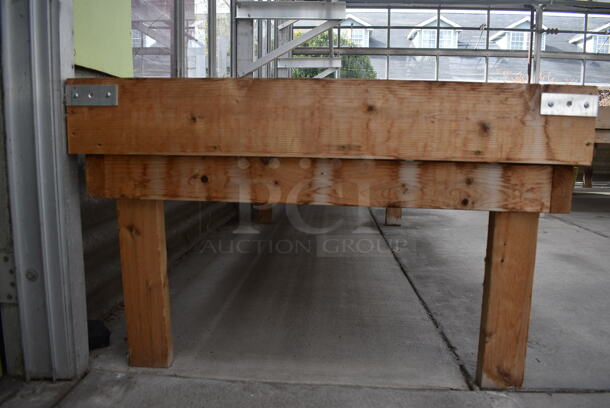 Wooden Stand. Comes In Two Pieces. BUYER MUST REMOVE. 145x38x24, 65x38x24. (greenhouse) - Image 3 of 4