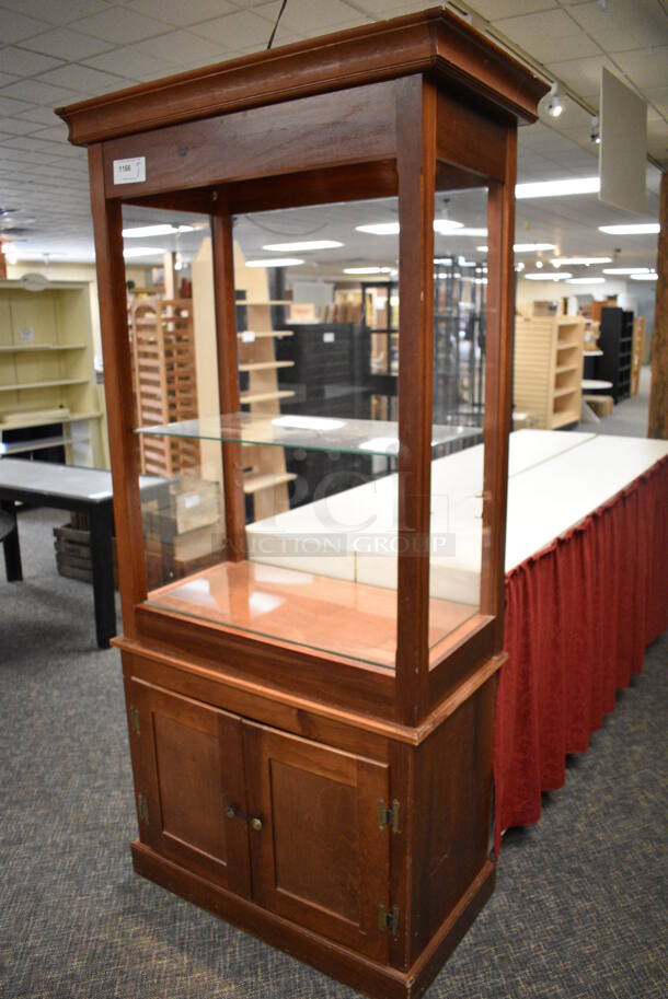 Wooden Cabinet w/ Glass Shelf and 2 Doors. 36x19x80. (garden center) - Image 3 of 5