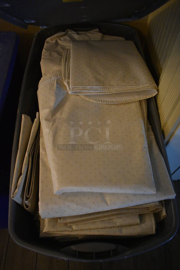 ALL ONE MONEY! Lot of Gray Poly Bin of Tablecloths! (main dining room) - Image 1 of 5