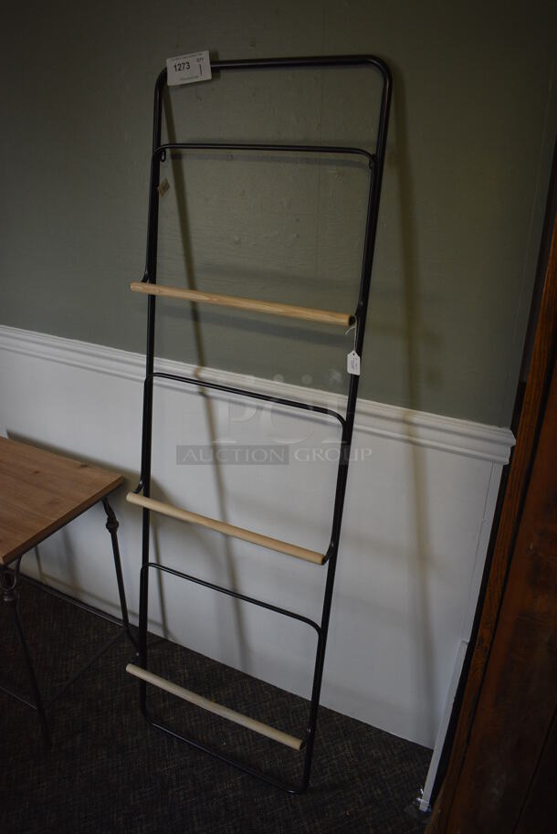 BRAND NEW! Metal and Wooden Blanket Rack. 19.5x3x63. (garden center) - Image 2 of 4