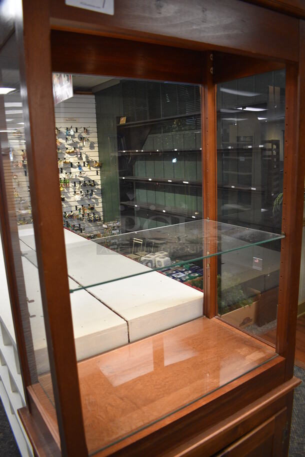 Wooden Cabinet w/ Glass Shelf and 2 Doors. 36x19x80. (garden center) - Image 5 of 5