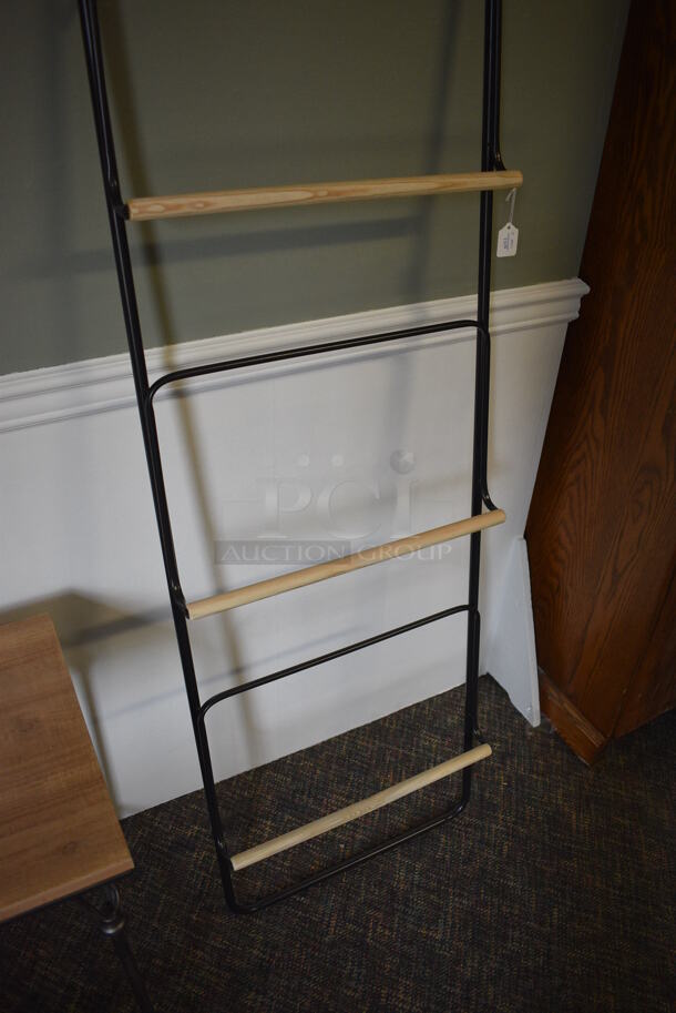BRAND NEW! Metal and Wooden Blanket Rack. 19.5x3x63. (garden center) - Image 3 of 4