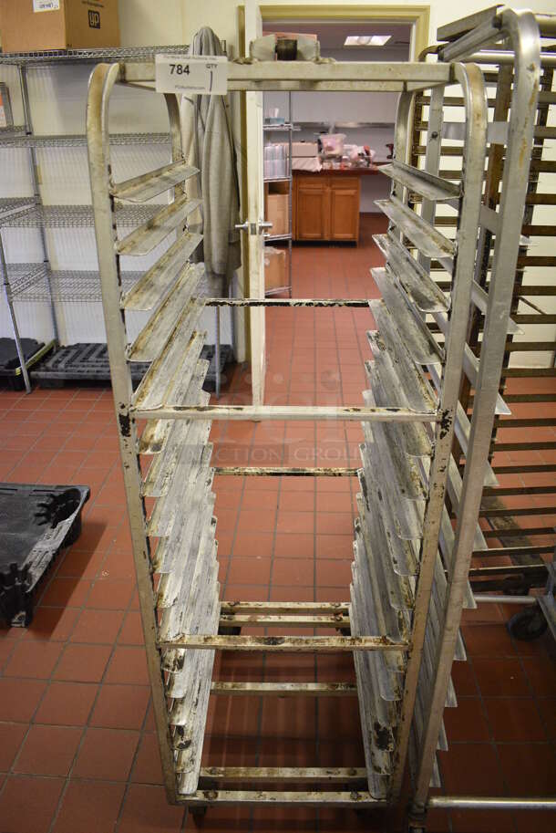 Metal Commercial Pan Transport Rack on Commercial Casters. 20.5x26x64. (bakery kitchen)