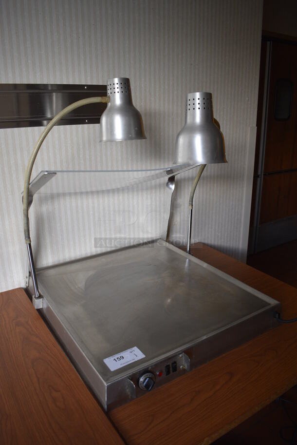 Metal Commercial Countertop Meat Cutting Carving Station w/ 2 Warming Lamps and Poly Sneeze Guard. 125 Volts, 1 Phase. 26x29x30. Unit Was In Working Condition When Restaurant Closed. (kitchen hallway) - Image 2 of 6