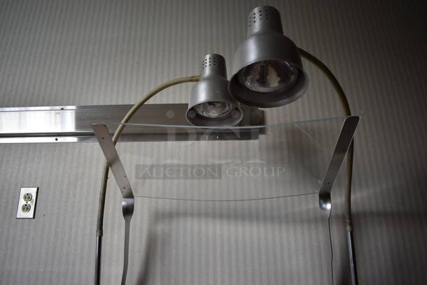 Metal Commercial Countertop Meat Cutting Carving Station w/ 2 Warming Lamps and Poly Sneeze Guard. 125 Volts, 1 Phase. 26x29x30. Unit Was In Working Condition When Restaurant Closed. (kitchen hallway) - Image 4 of 6