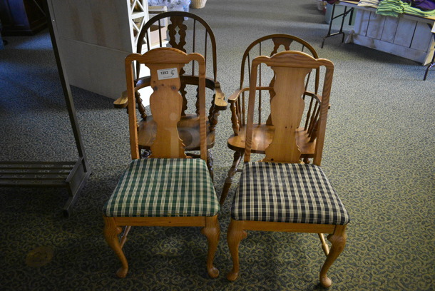 4 Various Wooden Chairs. Includes 20x19x40. 4 Times Your Bid! (yellow clothing store)