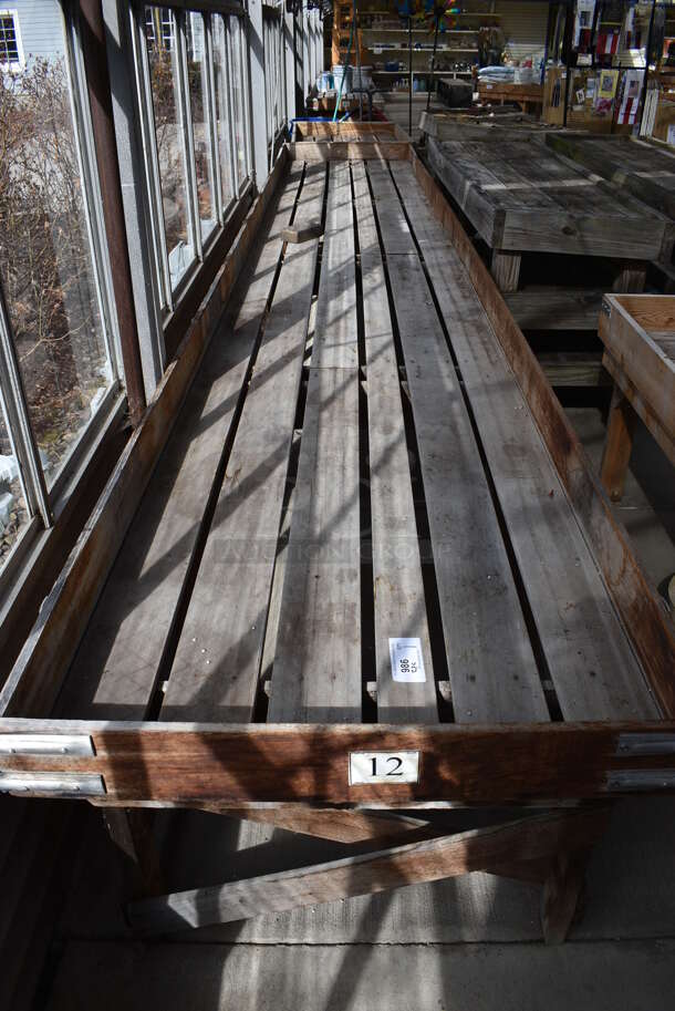 Wooden Stand. Comes In Two Pieces. BUYER MUST REMOVE. 216x36.5x28.5, 56x36x28.5. (greenhouse) - Image 2 of 4