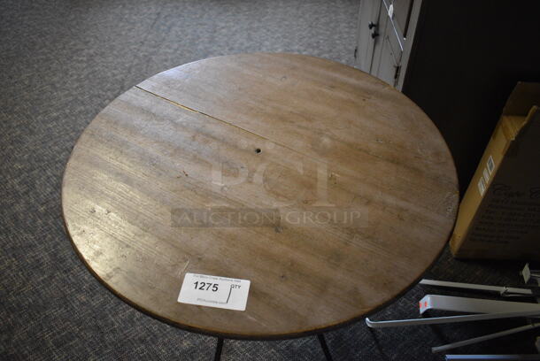 Wooden Round Table on Metal Legs. 31x31x31. (garden center) - Image 2 of 3