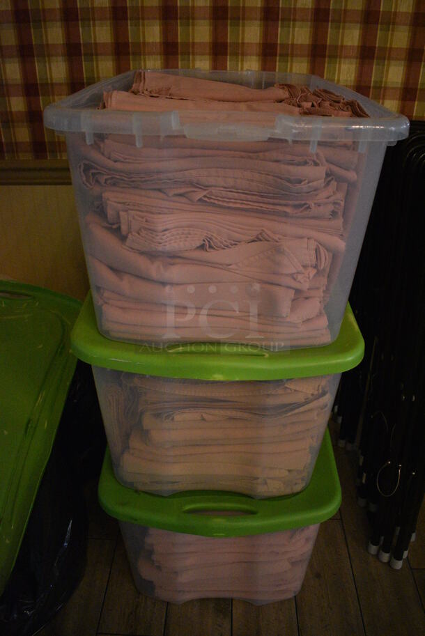 ALL ONE MONEY! Lot of 3 Poly Bins of Various Tablecloths! Includes 54x54. (main dining room) - Image 5 of 6
