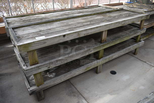 6 Wooden Stands. BUYER MUST REMOVE. 96x27x12. 6 Times Your Bid! (greenhouse) - Image 1 of 3