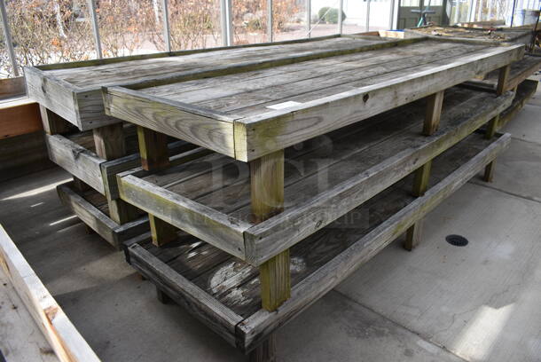 6 Wooden Stands. BUYER MUST REMOVE. 96x27x12. 6 Times Your Bid! (greenhouse) - Image 3 of 3