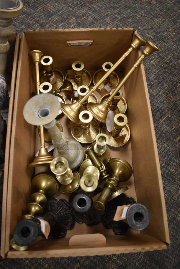 ALL ONE MONEY! Lot of 2 Boxes of Various Candle Stick Holders! (garden center) - Image 2 of 5