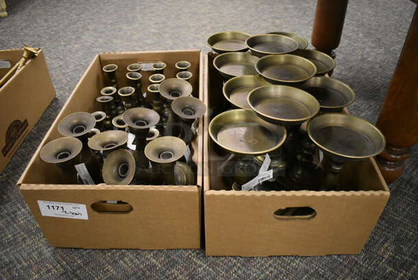 ALL ONE MONEY! Lot of 2 Boxes of Various Candle Stick Holders and Candle Holders! (garden center)