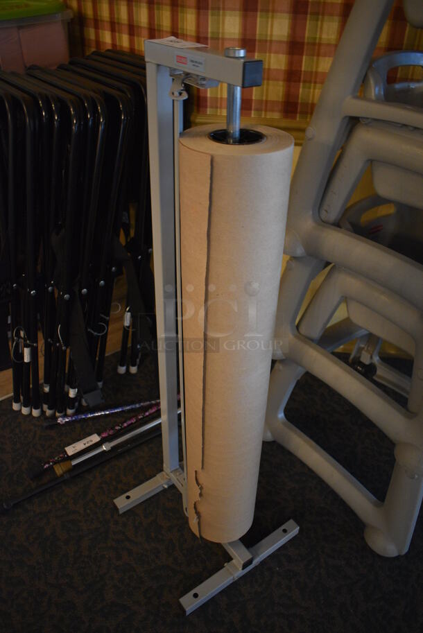 Uline Gray Metal Floor Style Rack w/ Brown Paper Roll. 14x14x44. (main dining room) - Image 2 of 3