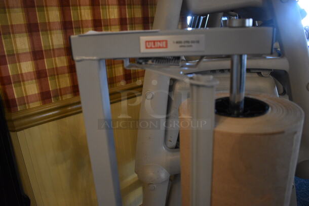 Uline Gray Metal Floor Style Rack w/ Brown Paper Roll. 14x14x44. (main dining room) - Image 3 of 3