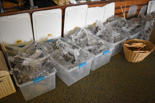 ALL ONE MONEY! Lot of Various Items Including Plastic Hangers, Necklace Mannequin Stands! BUYER MUST REMOVE. (yellow clothing store) - Image 2 of 8