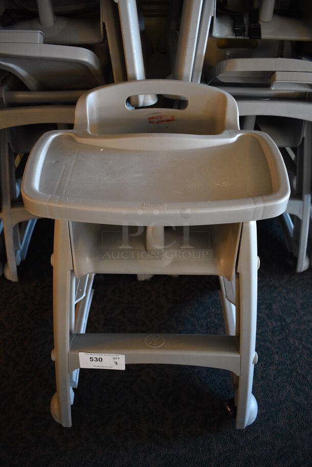 3 Rubbermaid Gray Poly High Chairs on Commercial Casters. 22x23x31. 3 Times Your Bid! (main dining room) - Image 1 of 6