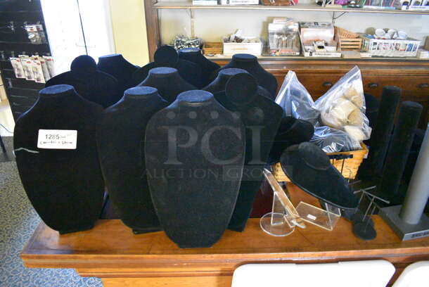ALL ONE MONEY! Lot of Various Items Including Plastic Hangers, Necklace Mannequin Stands! BUYER MUST REMOVE. (yellow clothing store) - Image 3 of 8