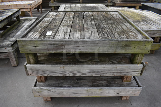 3 Wooden Stand. BUYER MUST REMOVE. 48x48x12. 3 Times Your Bid! (greenhouse)