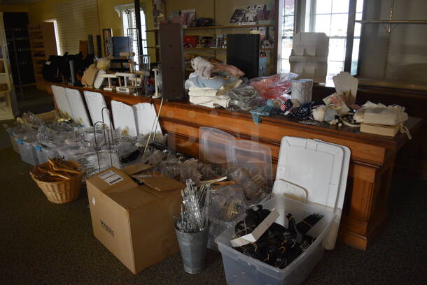 ALL ONE MONEY! Lot of Various Items Including Plastic Hangers, Necklace Mannequin Stands! BUYER MUST REMOVE. (yellow clothing store) - Image 8 of 8