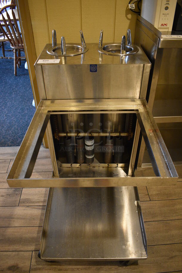 Stainless Steel Commercial Dish Caddy Cart w/ 2 Plate Return Wells on Commercial Casters. 21x34x40. (main dining room - side drink kitchen) - Image 1 of 6