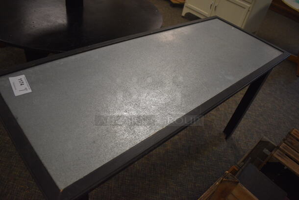 Black Wooden Table w/ Metal Tabletop. 56x22x30. (garden center) - Image 4 of 4