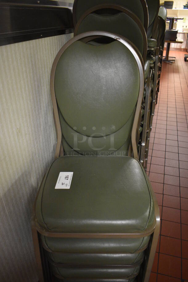 20 Green Stackable Banquet Chairs on Metal Frame. 17.5x20x36. 20 Times Your Bid! (kitchen hallway) - Image 2 of 3