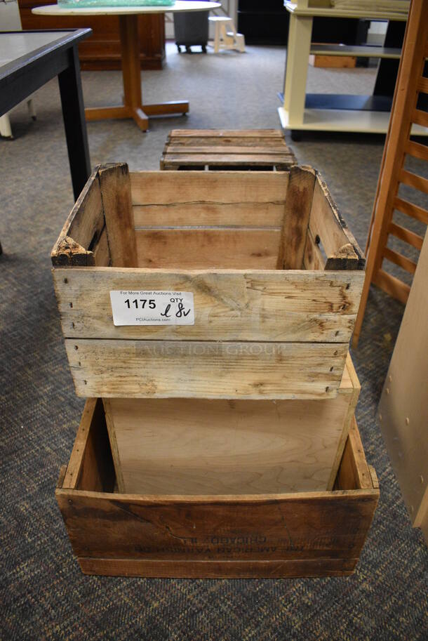 ALL ONE MONEY! Lot of 8 Wooden Crates! Includes 15x13x9. (garden center)