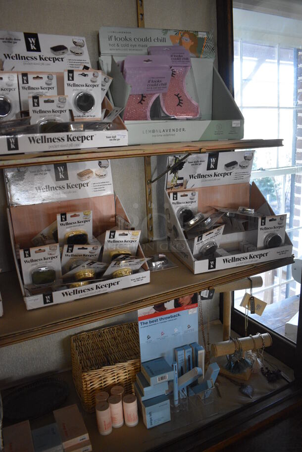ALL ONE MONEY! Lot of Various Goods Including Make Up Sponges, Jewelry and Signs! BUYER MUST REMOVE. (yellow clothing store) - Image 5 of 6