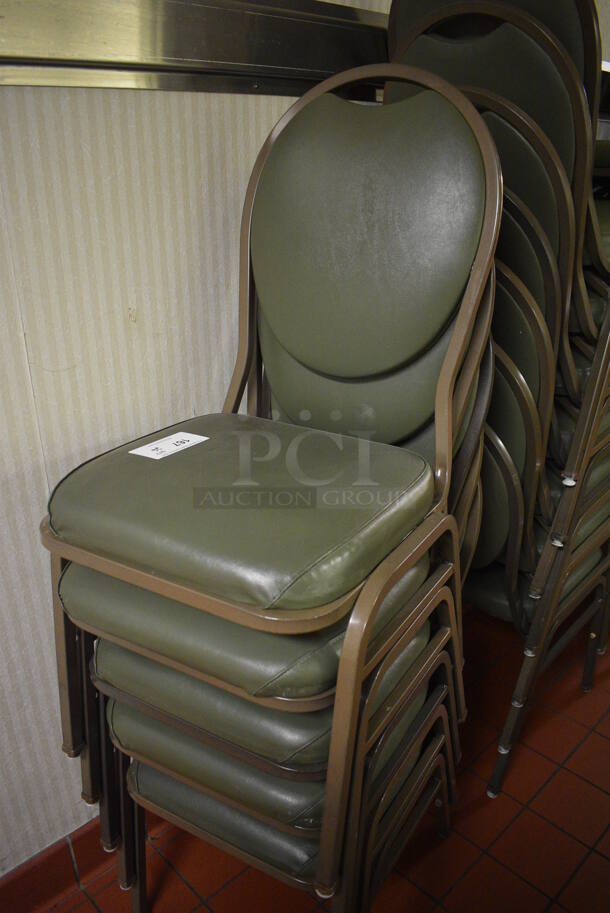 20 Green Stackable Banquet Chairs on Metal Frame. 17.5x20x36. 20 Times Your Bid! (kitchen hallway) - Image 3 of 3