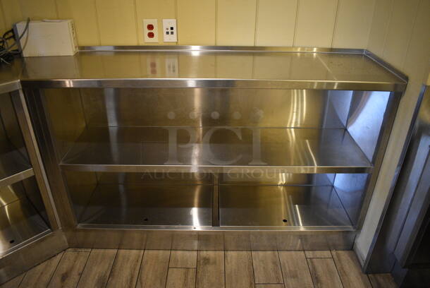 Stainless Steel Commercial Counter w/ 2 Under Shelves. Does Not Include Contents. BUYER MUST REMOVE. 72x95x41. (main dining room - side drink kitchen) - Image 2 of 4