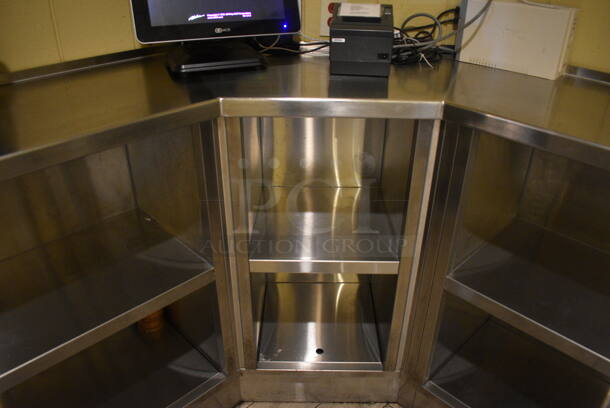 Stainless Steel Commercial Counter w/ 2 Under Shelves. Does Not Include Contents. BUYER MUST REMOVE. 72x95x41. (main dining room - side drink kitchen) - Image 3 of 4