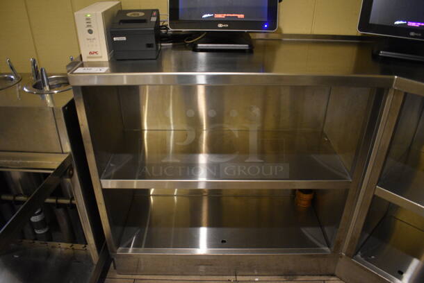 Stainless Steel Commercial Counter w/ 2 Under Shelves. Does Not Include Contents. BUYER MUST REMOVE. 72x95x41. (main dining room - side drink kitchen) - Image 4 of 4