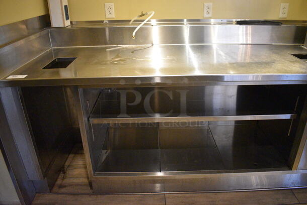 Stainless Steel Commercial Counter w/ 2 Under Shelves and Ice Bin. Does Not Include Contents. BUYER MUST REMOVE. 112x32x41. (main dining room - side drink kitchen) - Image 2 of 5