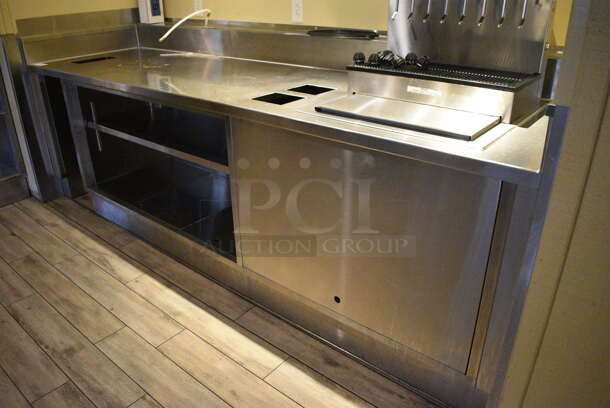 Stainless Steel Commercial Counter w/ 2 Under Shelves and Ice Bin. Does Not Include Contents. BUYER MUST REMOVE. 112x32x41. (main dining room - side drink kitchen) - Image 4 of 5