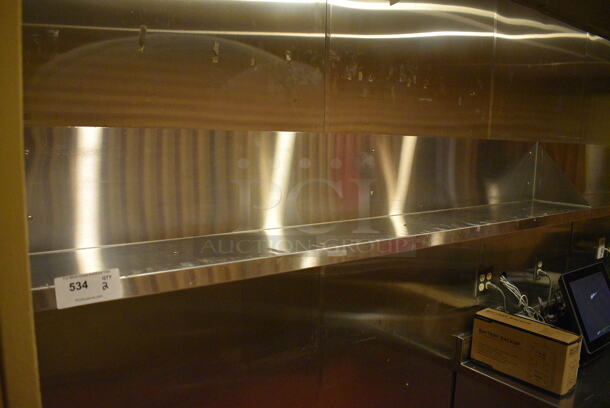 2 Stainless Steel Commercial Wall Mount Shelves. BUYER MUST REMOVE. 77x10x12. 2 Times Your Bid! (main dining room - POS Room) - Image 2 of 4
