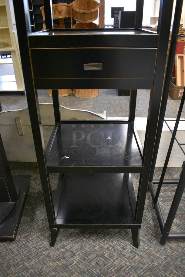 Black Wooden Shelving Unit w/ Drawer. 20x20x72. (garden center) - Image 4 of 4