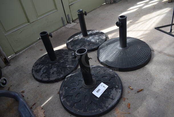 4 Black Metal Patio Umbrella Bases. 16x16x12, 17x17x12. 4 Times Your Bid! (greenhouse) - Image 2 of 3