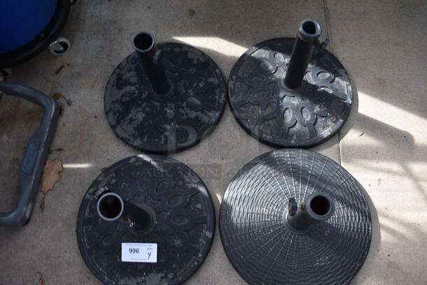 4 Black Metal Patio Umbrella Bases. 16x16x12, 17x17x12. 4 Times Your Bid! (greenhouse) - Image 3 of 3