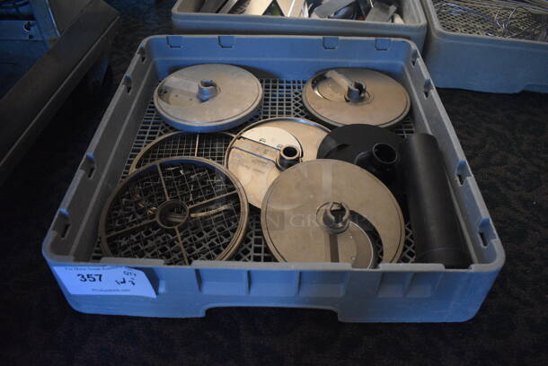 ALL ONE MONEY! Lot of Various Metal Food Processor Blades Including S Blades, Dicers and Cover in Poly Dish Caddy! 19.5x19.5x4. (back dining room) - Image 6 of 6