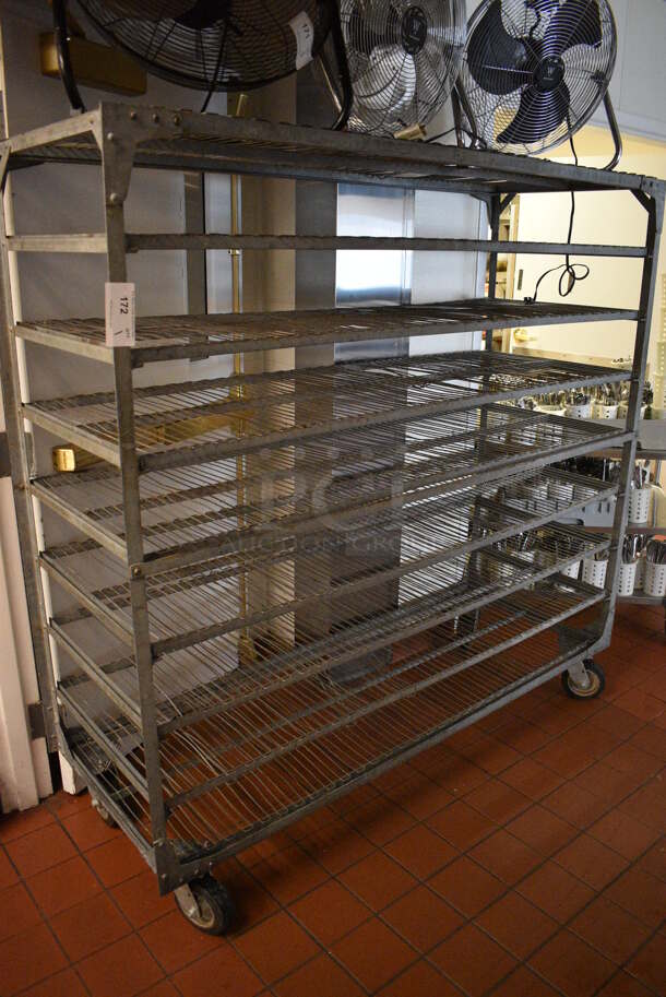 Metal 9 Tier Shelving Unit on Commercial Casters. 69x24x68. (kitchen)